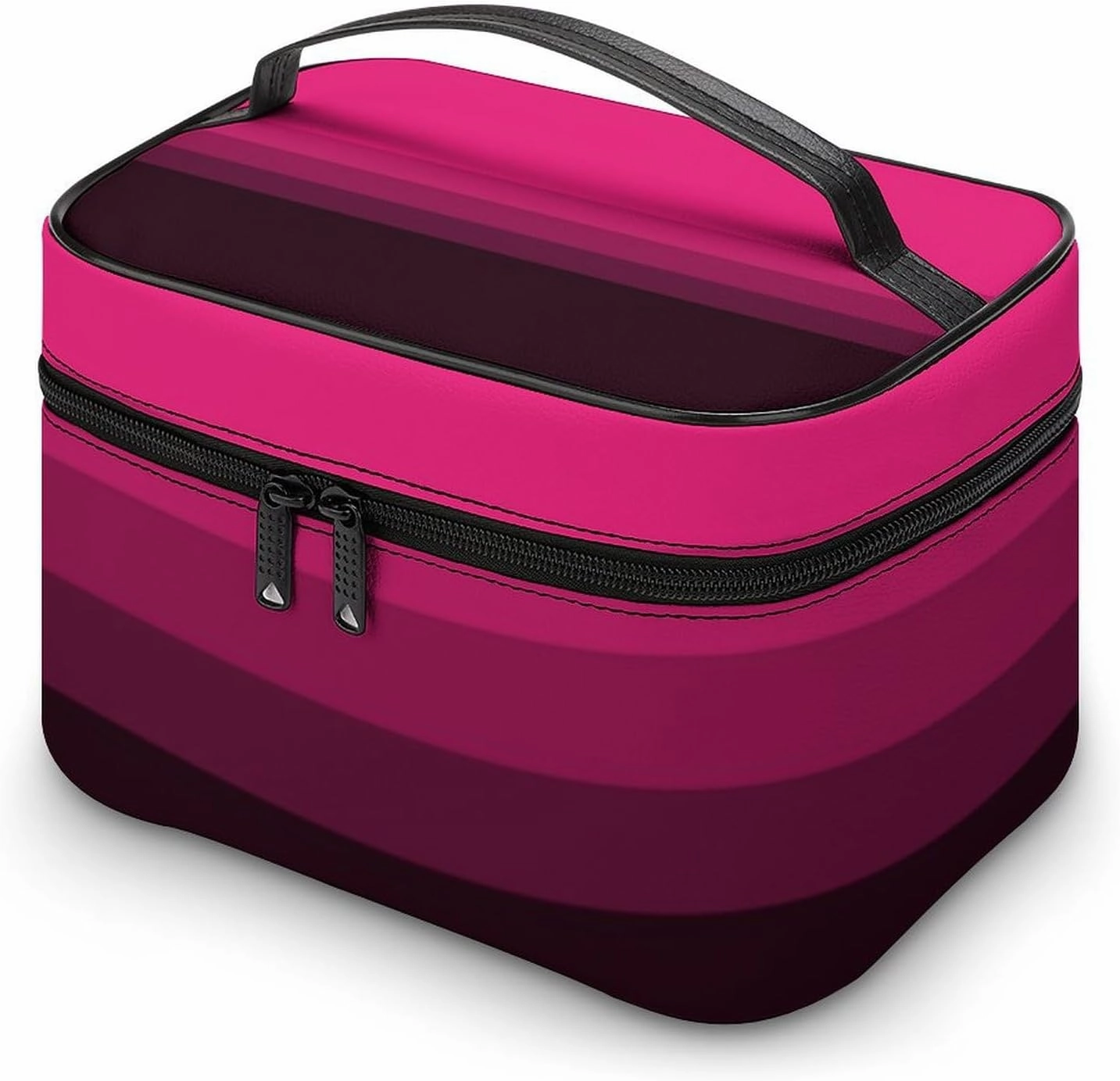 Portable Make Bag, Bright Pink Purple Brown Stripes Cosmetic Case Portable Cosmetic Portable Organizer for Men & Women