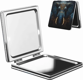 Portable Pocket Makeup Mirror Eerie Elephant Travel Cosmetic Mirror Square Print Magnifying Compact Mirror for Eyelash