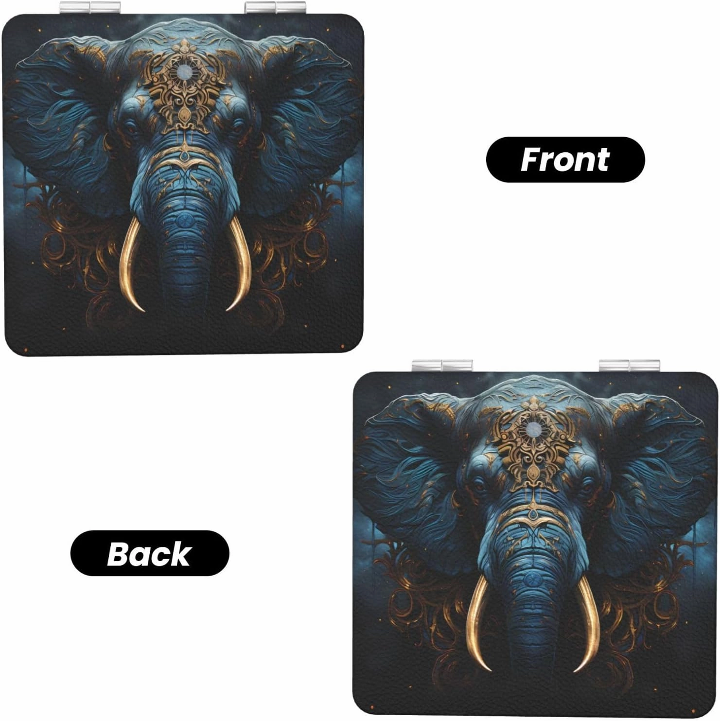 Portable Pocket Makeup Mirror Eerie Elephant Travel Cosmetic Mirror Square Print Magnifying Compact Mirror for Eyelash