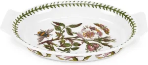 Portmeirion Botanic Garden 10" Oval Gratin Dish, Dog Rose Motif - Durable Porcelain Baking Dish with Chip-Resistant Glaze, Dishwasher, Microwave, Freezer, Oven Safe - Stylish Bakeware & Serveware