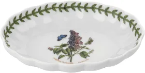 Portmeirion Botanic Garden Fluted Oval Dish (6"x4.5") - Garden Lilac Motif, Porcelain Bakeware with Chip-Resistant Glaze - Oven, Microwave, Freezer, Dishwasher Safe for Everyday Use