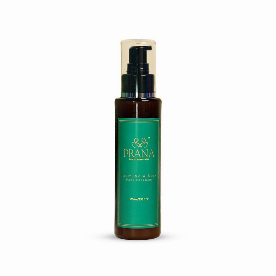PRANA Rose & Jasmine Facial Cleanser - Natural Face Wash with Ayurvedic Ingredients, Jojoba & Rose Oil, Jasmine Oil & Cucumber - Anti-Aging & Brightening Face Wash - Vegan, Cruelty-Free - 100ml