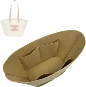 Premium Purse Organizer compatible with Celine Basket Bag Organizer Insert - Handmade Classic Panier in Palm Leaf, Perfect Fit Oval Shape (Beige, For Medium Classic Panier)