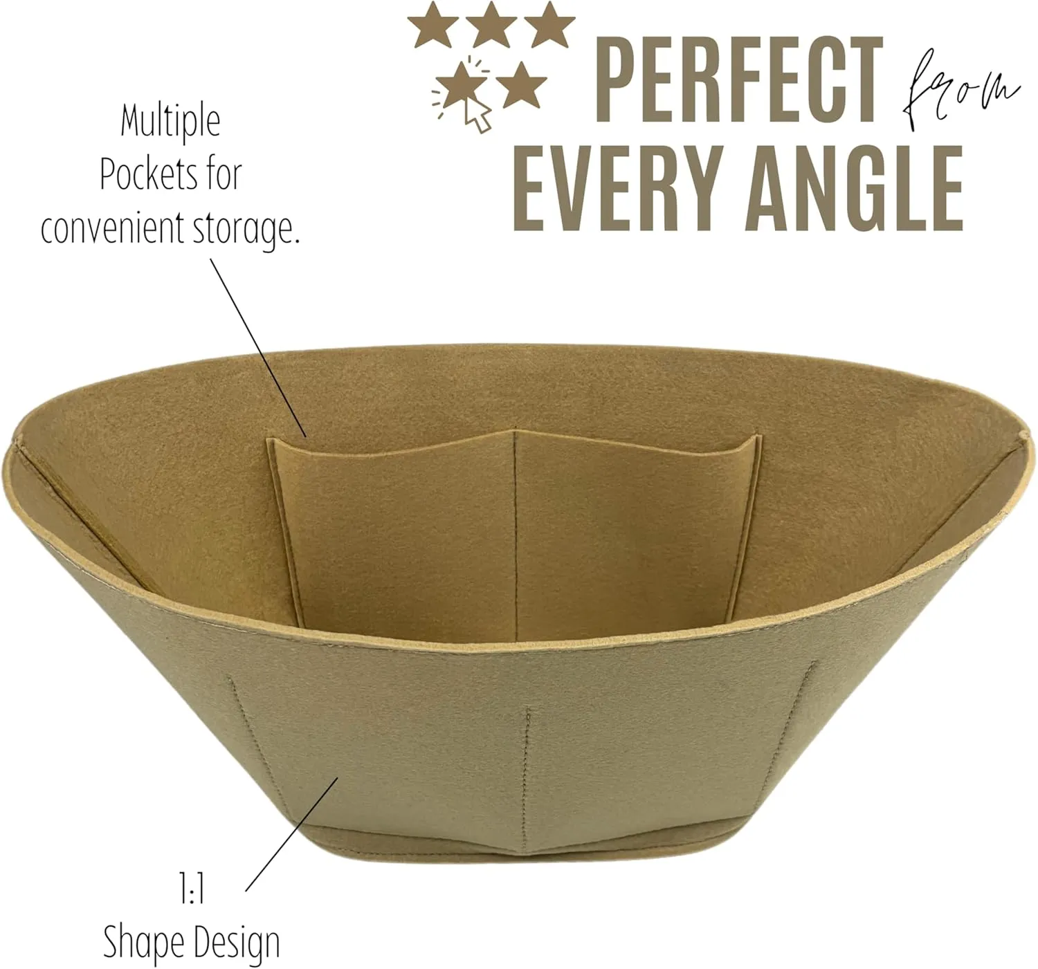 Premium Purse Organizer compatible with Chloe Large Woody Basket Bag Insert - Handmade Oval Basket Bag Organizer Felt, Perfect Fit Gold Zipper (Geyser Blue, For Large Basket Bag)