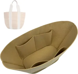 Premium Purse Organizer compatible with Chloe Large Woody Basket Bag Insert - Handmade Oval Basket Bag Organizer Felt, Perfect Fit Gold Zipper (Geyser Blue, For Large Basket Bag)