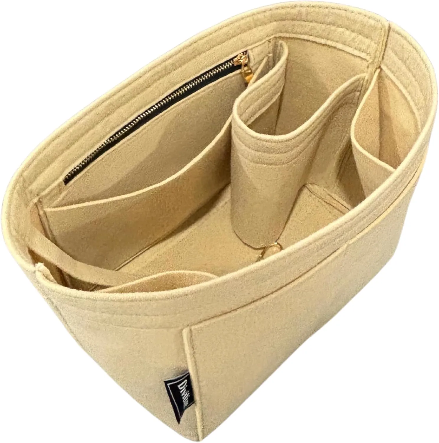 Premium Purse Organizer compatible with Gucci Ophidia Medium Tote Insert - Handmade Oval Shaped Felt Bag Organizer, Perfect Fit Gold Zipper (Azure Blue, For Medium Ophidia)