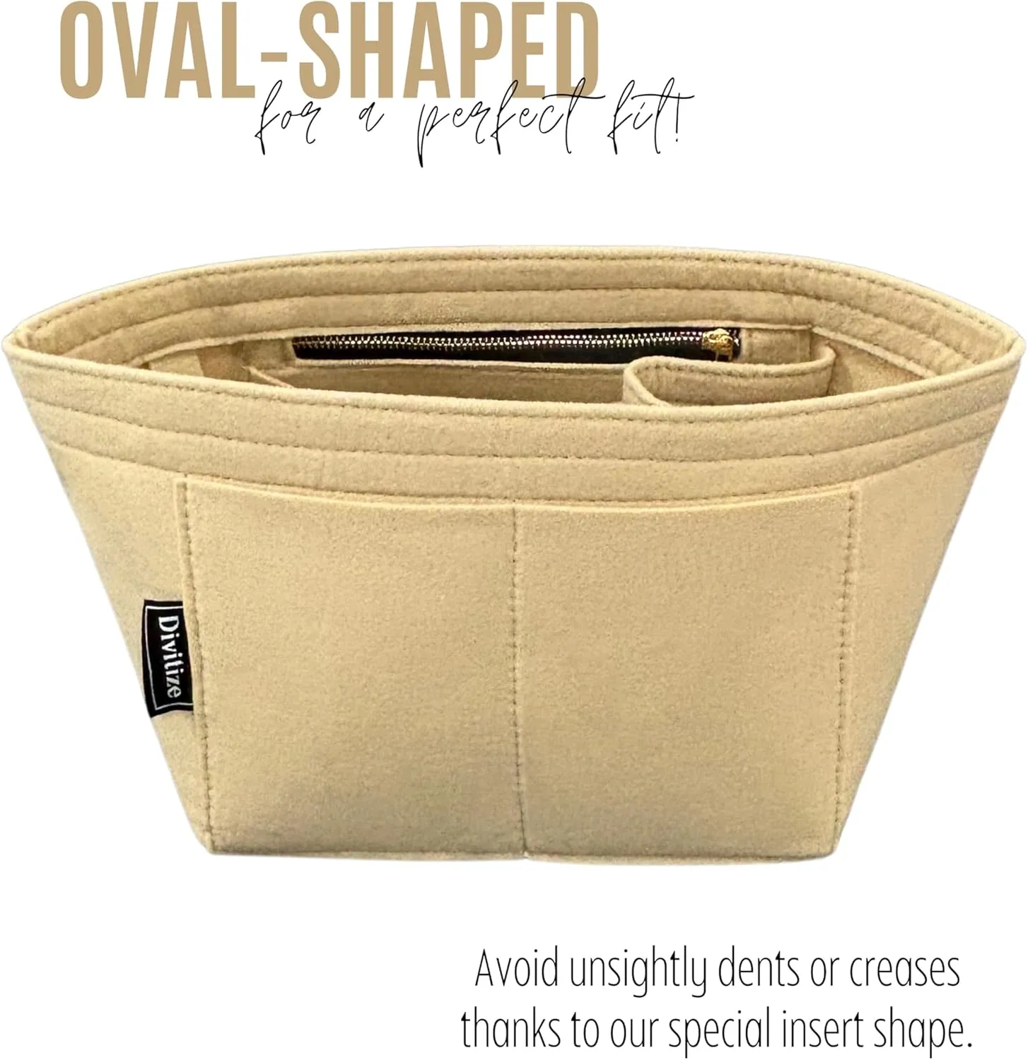 Premium Purse Organizer compatible with Gucci Ophidia Medium Tote Insert - Handmade Oval Shaped Felt Bag Organizer, Perfect Fit Gold Zipper (Azure Blue, For Medium Ophidia)