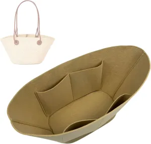 Premium Purse Organizer compatible with Loewe Anagram Basket Bag Insert - Handmade Felt Oval Shaped Basket Bag Organizer, Perfect Customized Fit (Geyser Blue, For Medium Anag. Basket Bag)