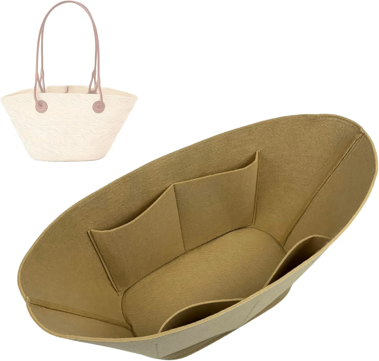 Premium Purse Organizer compatible with Loewe Anagram Basket Bag Insert - Handmade Felt Oval Shaped Basket Bag Organizer, Perfect Customized Fit (Geyser Blue, For Medium Anag. Basket Bag)