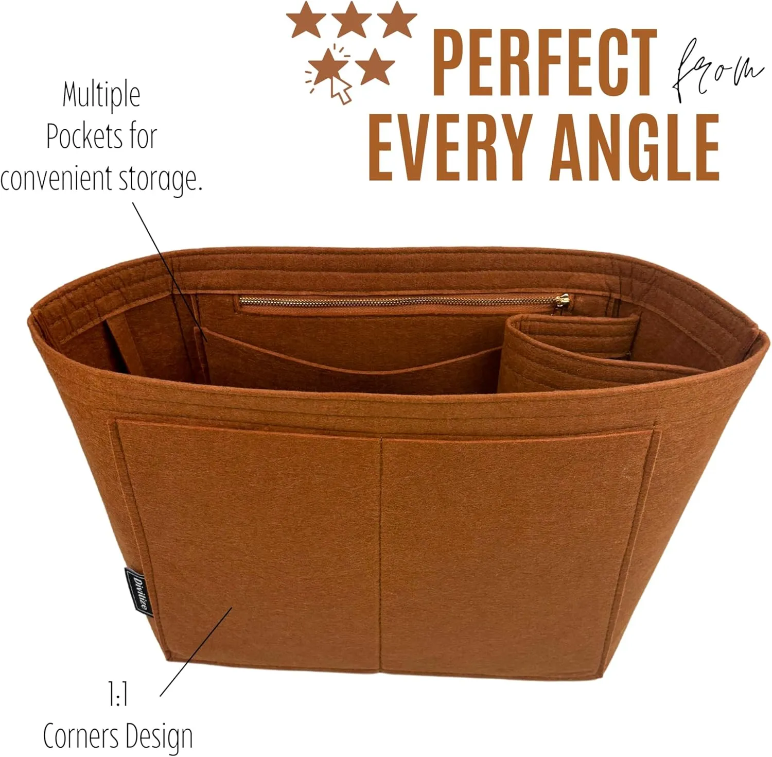 Premium Purse Organizer compatible with Lv Lock and Walk Bag Organizer Insert - Handmade Purse Liner, Perfect fit for Oval Shaped Hobo Bag Insert Gold Zipper (Beige, For Lock and Walk)