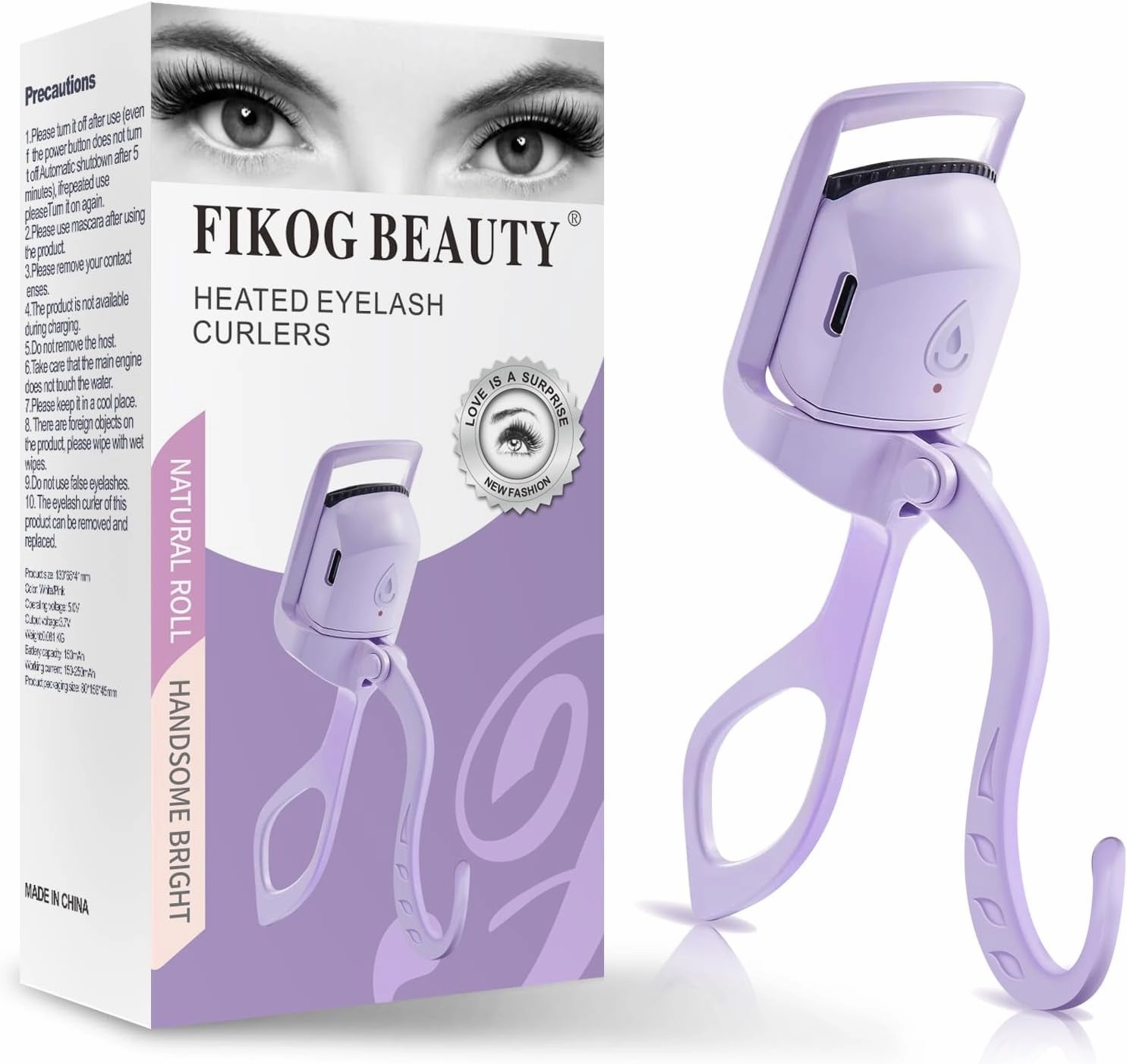Premium Heated Eyelash Curlers Elevate Your Lash, Rapid Heat-Up, USB Rechargeable Electric Eyelash Curler with Sensing Heating Silicone Pad, Heated Lash Curler with Temperature Control, Purple