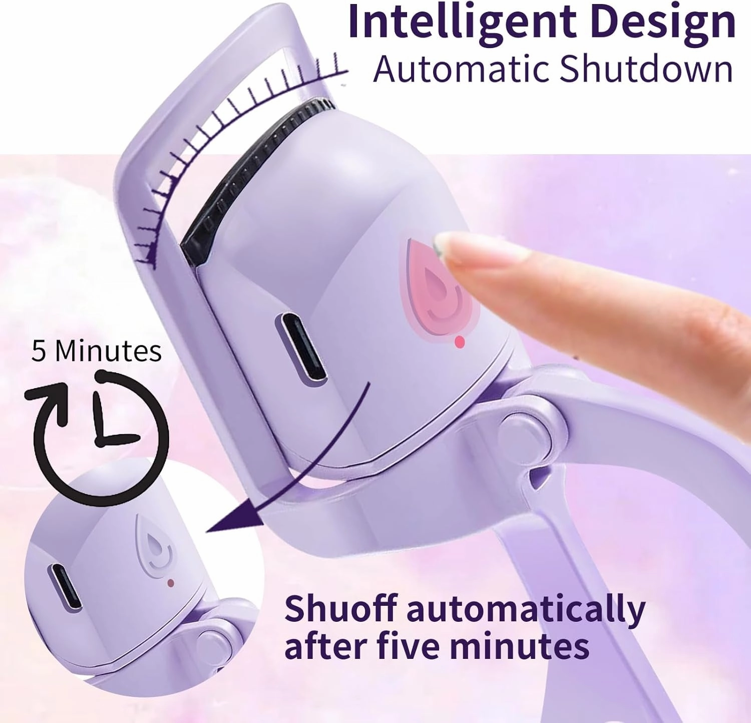 Premium Heated Eyelash Curlers Elevate Your Lash, Rapid Heat-Up, USB Rechargeable Electric Eyelash Curler with Sensing Heating Silicone Pad, Heated Lash Curler with Temperature Control, Purple