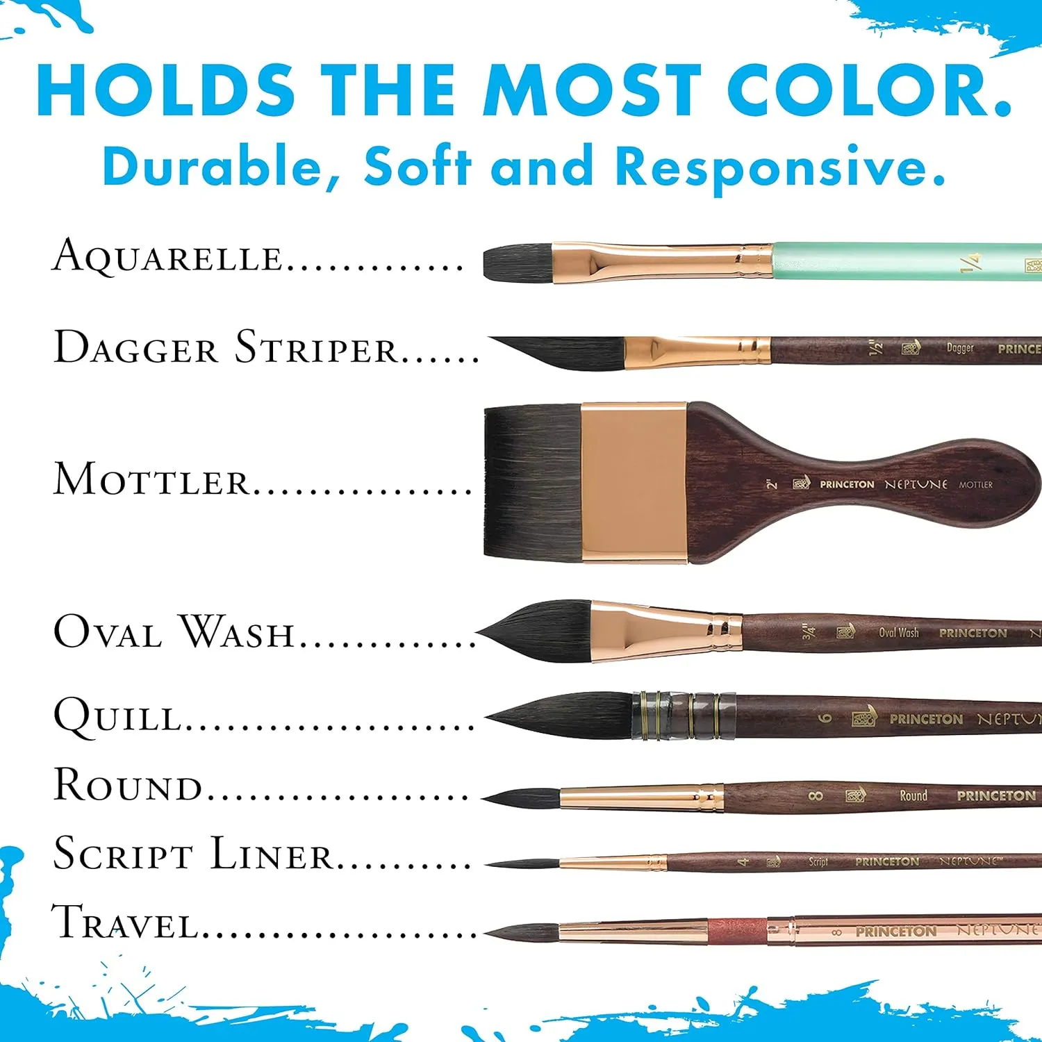 Princeton Neptune Paintbrush, Size 14, Dark Wood