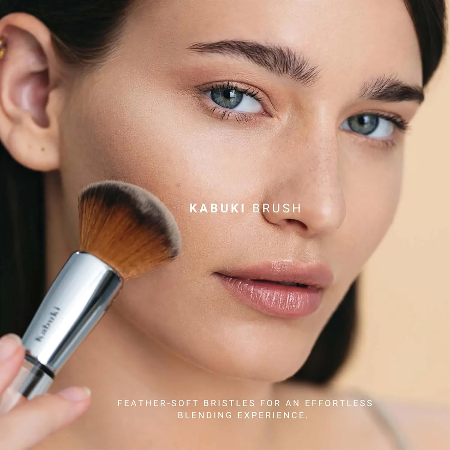 Pro Soft Kabuki Brush - Mineral Powder Foundation Brush for Seamless Make Up Blending - Hypoallergenic Synthetic Dermocura Fibers - 1 pc