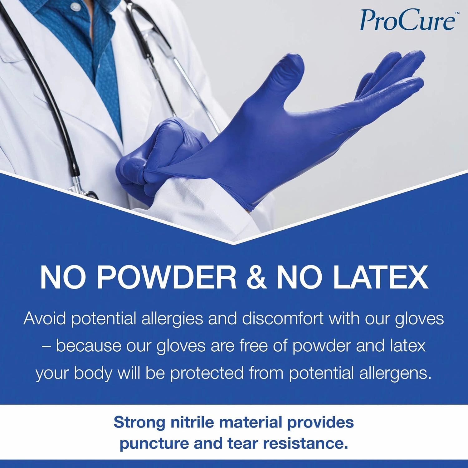 ProCure [200 Count] Disposable Nitrile Gloves - Latex Free, Powder Free Medical Exam Gloves