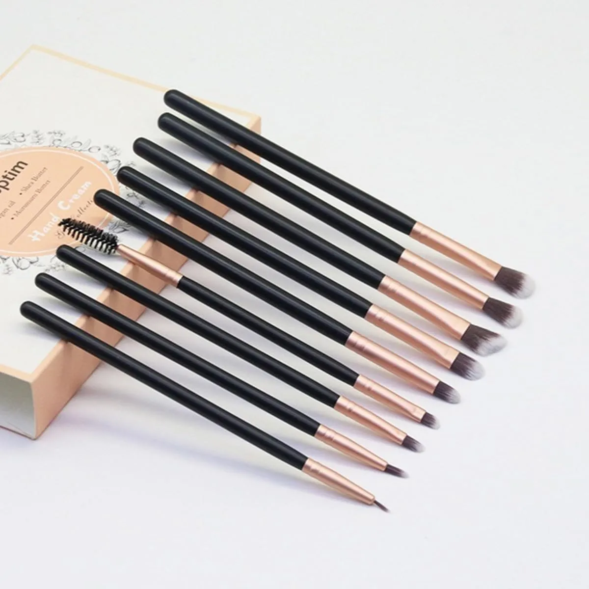 Professional Makeup Brush Set with Travel Case, 14 Piece Rose Gold Brushes, Black Leather Holder (Wooden handle with black gold   black PU bucket packaging)