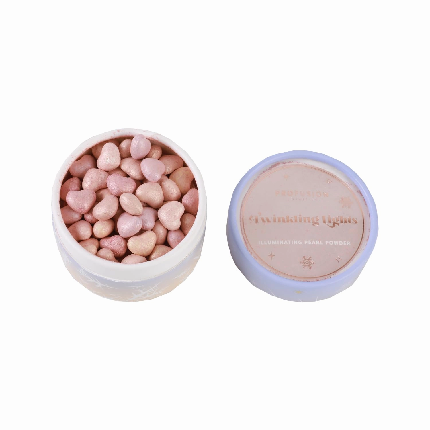 Profusion Cosmetics Frosted Snow Sparkle Twinkling Lights Vegan and Cruelty-Free Illuminating Powder Puff Set for Effortless Radiance