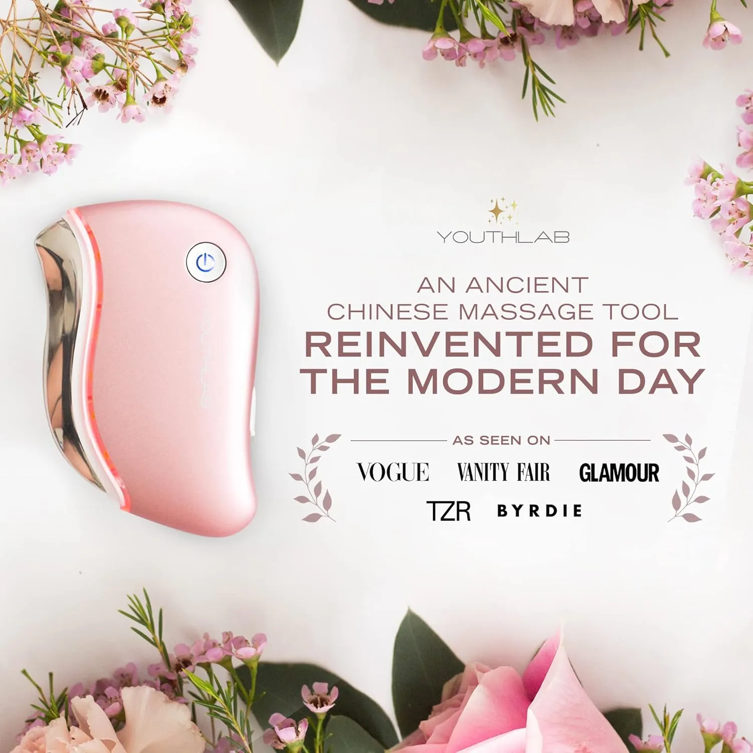 ProSculpt Gua Sha – Heated Facial Massage Tool with Soothing Vibration for Skincare, Relaxation & a Youthful Glow (Rose Gold)