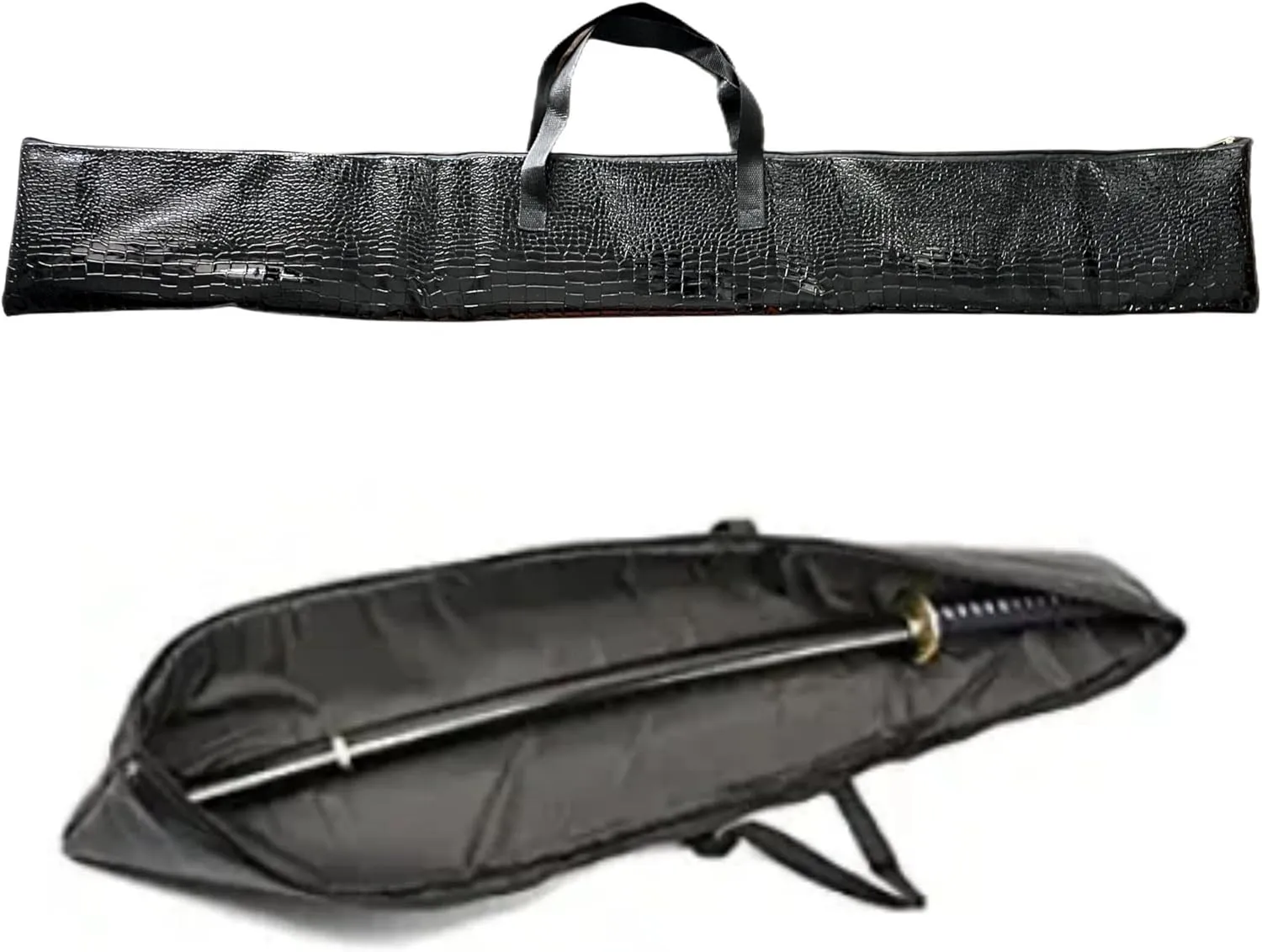 PU Leather Sword Carrying Case Japanese Samurai Sword Bag Proctive Storage Case Katana Bokken Handbag Crocodile Pattern