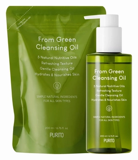PURITO From Green Cleansing Oil Set (=Original   Refill), 13.52 fl.oz / 400ml, Gentle Cleansing Oil for Face, Cruelty-free & Vegan, Korean Skin Care