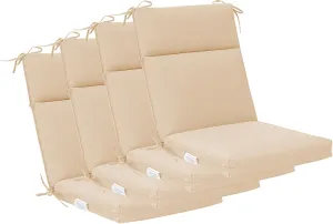 QILLOWAY Outdoor/Indoor High Back Chair Cushion,Sponge Foam Thickened Patio Chair Pad,4counts,Beige/Sand/Camel