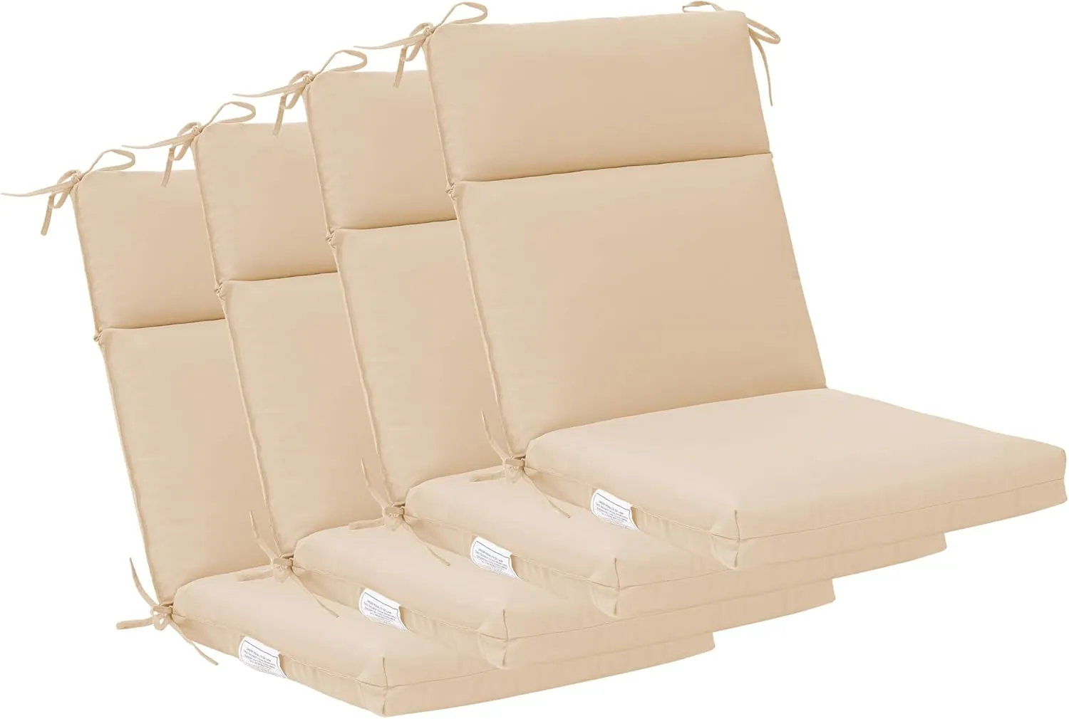 QILLOWAY Outdoor/Indoor High Back Chair Cushion,Sponge Foam Thickened Patio Chair Pad,4counts,Beige/Sand/Camel