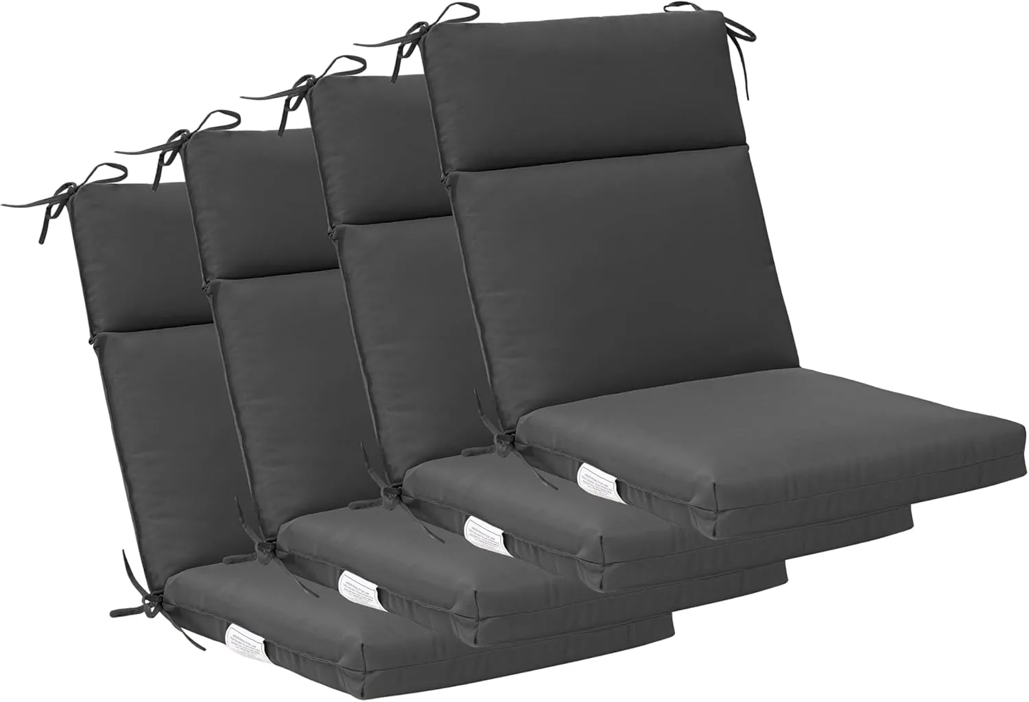 QILLOWAY Outdoor/Indoor High Back Chair Cushion,Sponge Foam Thickened Patio Chair Pad,4counts,Dark Grey