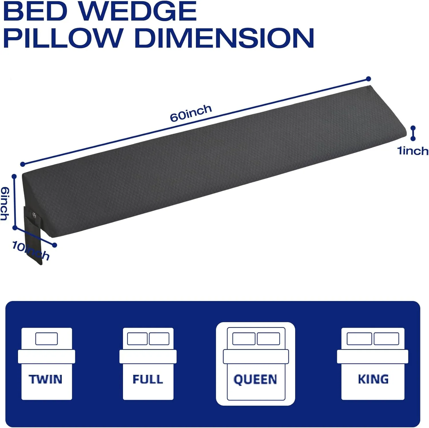 Queen Size Bed Wedge Pillow for Headboard Gap Filler, Long Triangle Wedges Bolster Nora Pillows for Sleep,Between Mattress and Headboards,Must Have Home Essentials,Bedding Sets Collections Beds Decor