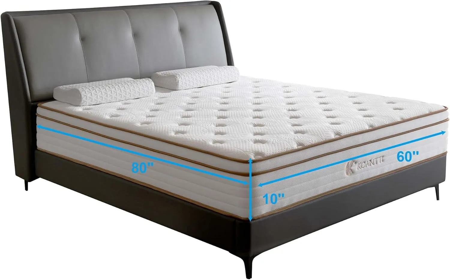 Queen Size Mattress,10 Inch Grey Memory Foam Hybrid Queen Mattresses in a Box,Individual Pocket Spring Breathable Comfortable for Sleep Supportive and Pressure Relief,CertiPUR-US.