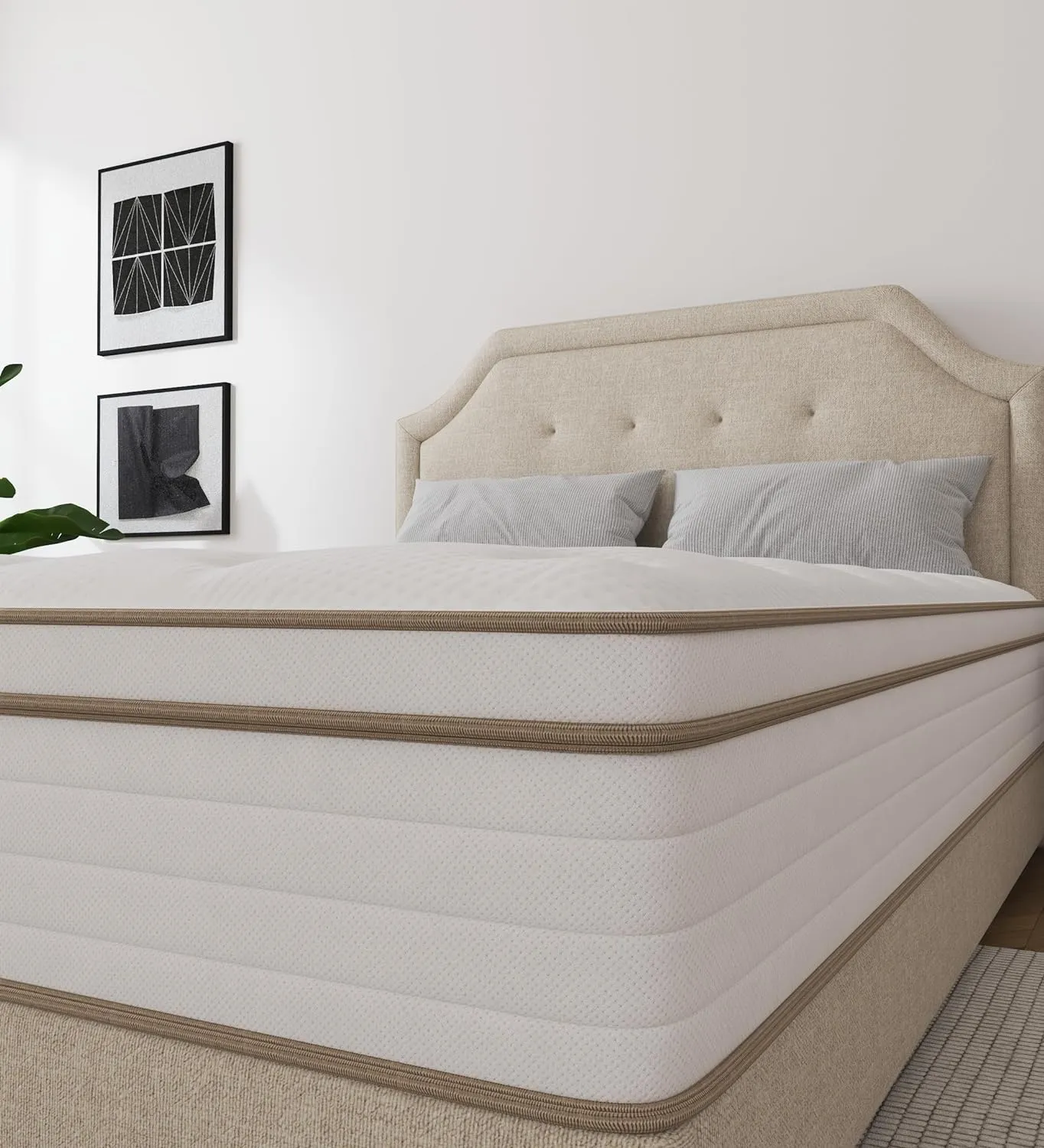 Queen Size Mattress,10 Inch Grey Memory Foam Hybrid Queen Mattresses in a Box,Individual Pocket Spring Breathable Comfortable for Sleep Supportive and Pressure Relief,CertiPUR-US.