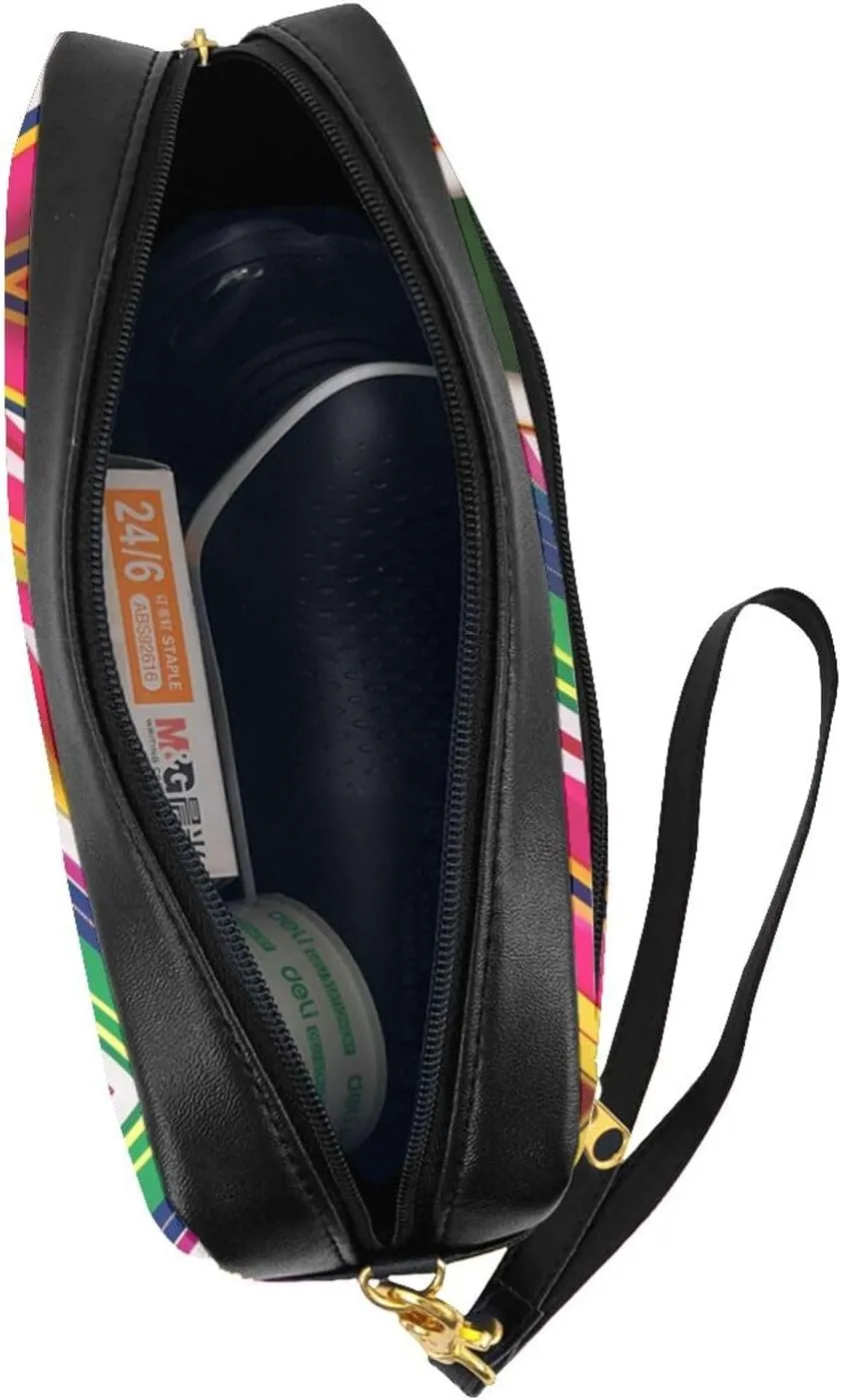 Rainbow Stripe Print Portable Makeup Bag,Travel-Friendly Design,Versatile Mini Makeup Pouchtion