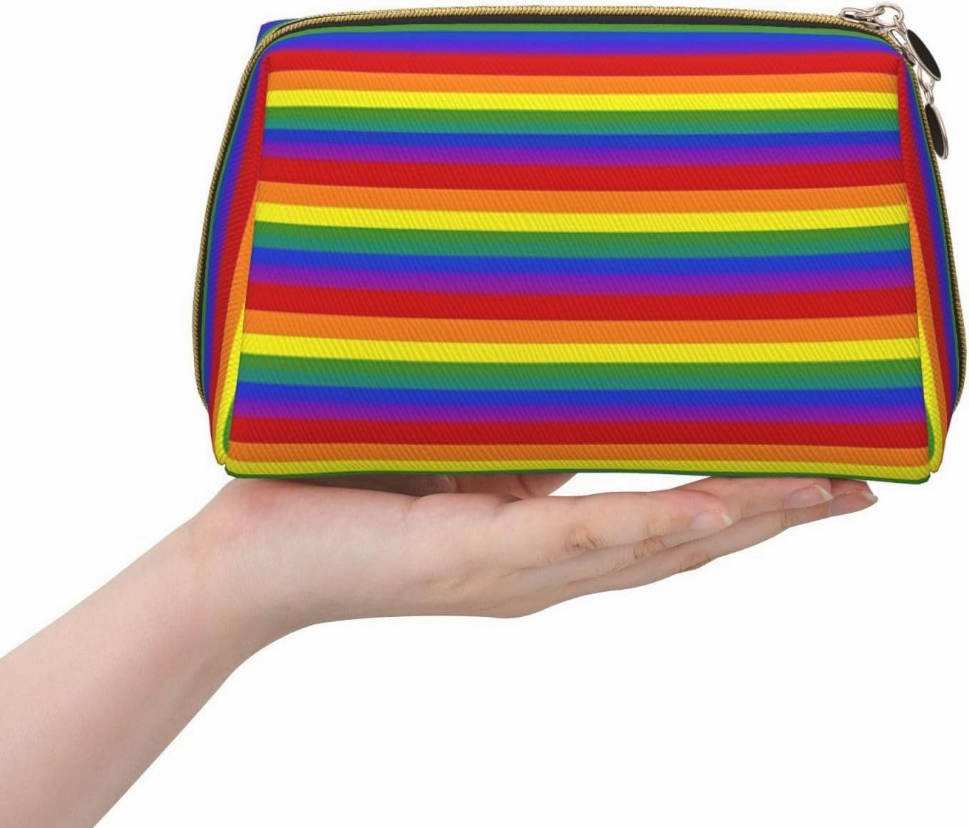 Rainbow Pattern Toiletry Pouch, Travel-Friendly Makeup Organizer For Makeup Brushes, Lipsticks