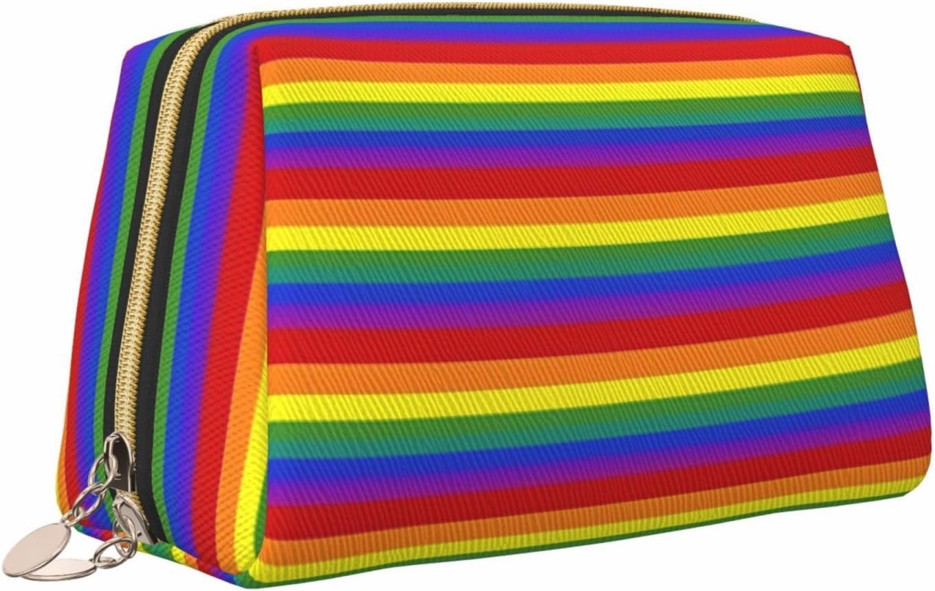 Rainbow Pattern Toiletry Pouch, Travel-Friendly Makeup Organizer For Makeup Brushes, Lipsticks