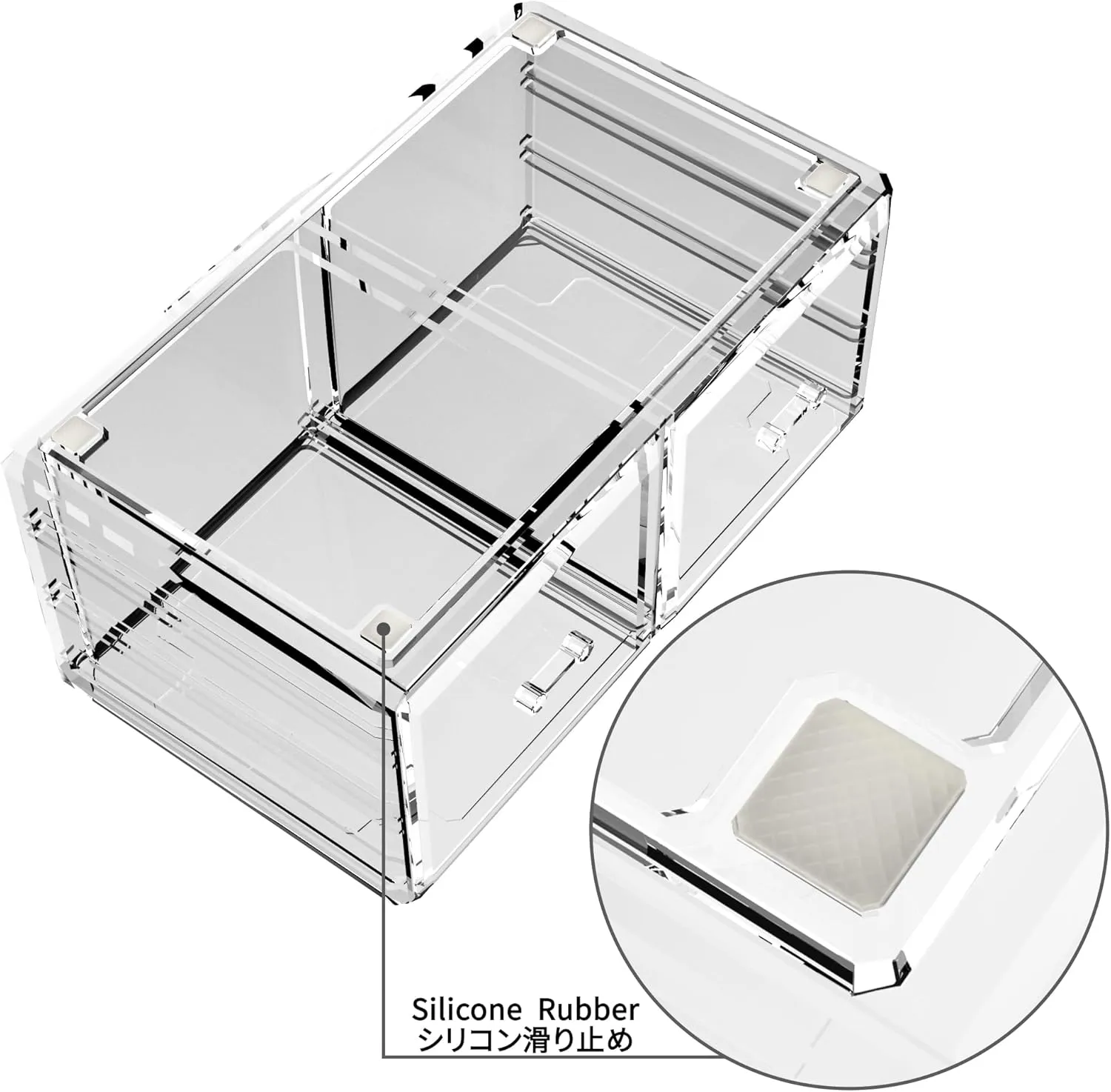 READAEER Makeup Organizer 3 Pieces Cosmetic Storage Case with 6 Drawers (Clear)