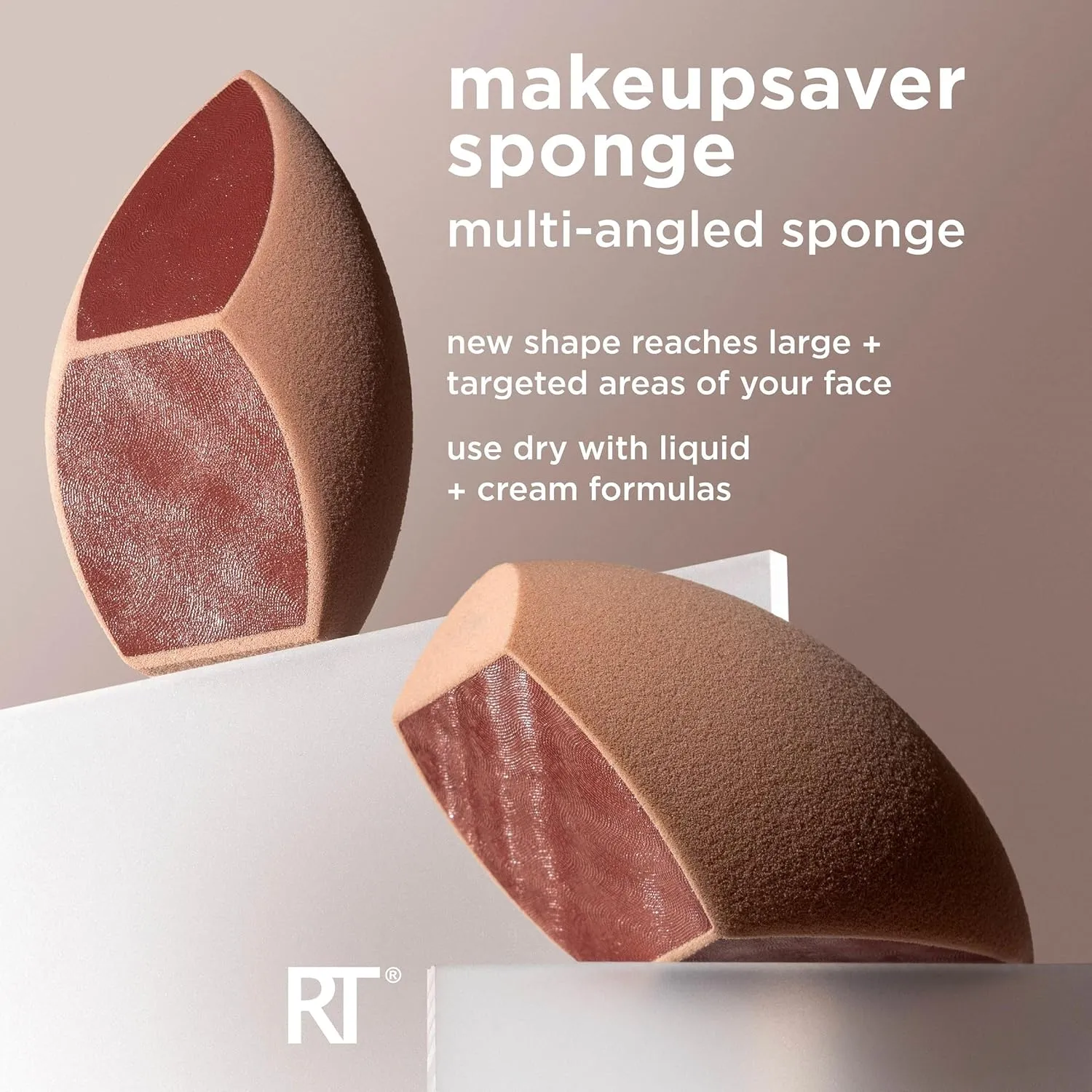 Real Techniques Makeupsaver Sponge   Brush Trio, Makeup Blending Sponge & Brushes For Liquid & Cream Formulations, Natural Finish & Reduces Makeup Waste, Cruelty & Latex-Free 3 Piece Set
