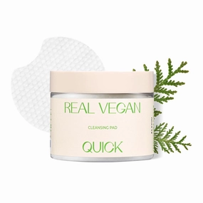 REAL VEGAN QUICK CLEANSING PAD – Gentle Makeup Remover, Deep Pore Cleansing, Soothing & Moisturizing Formula, Hypoallergenic, Ideal for Sensitive Skin – 50counts