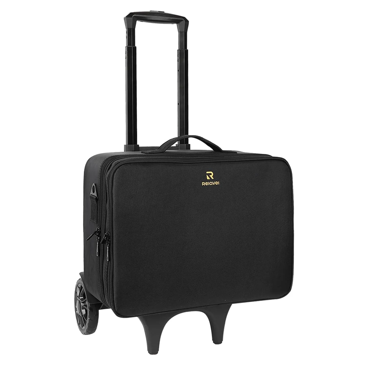 Relavel Extra Large Makeup Case with Hand Truck, Travel Makeup Train Case with Dolly Cart 2 Big Wheels, Travel Portable Organizer Box for Makeup Artists