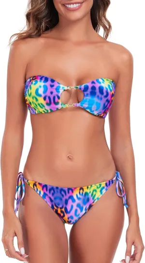 RELLECIGA Women's Bandeau Bikini Cutout Bathing Swimsuits Brazilian Bikini Sets