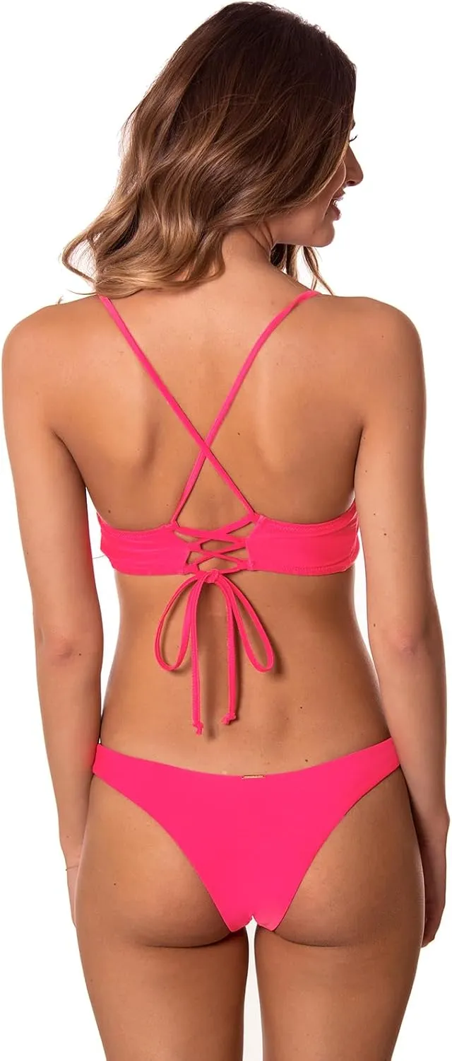 RELLECIGA Womens Bikini Lace Up Cheeky Brazilian Bikini Sets Low-Rise Swimsuits