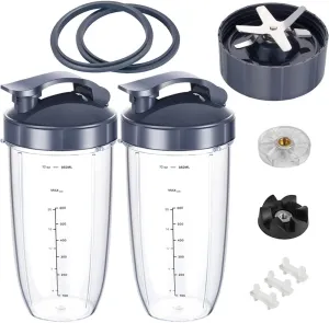 Replacement Parts for 32OZ Cups and Flip Top To Go Lids and Parts Extractor Blade Compatible with NutriBullet 600W/900W Blenders (12 PCS)