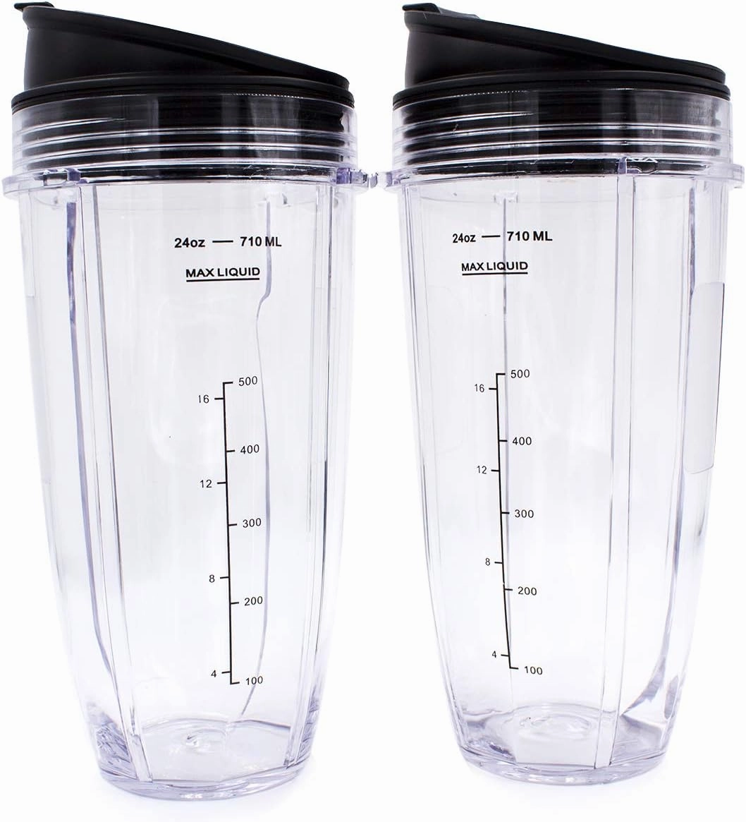 Replacement Blender Cup with Lid (2 Pack) 24 Oz Cups For Ninja Auto iQ BL480 BL482 BL642 BL682 BL450 BN401 BN751 BN801 Foodi SS351 SS151 SS401 Ninja Blender Auto iQ Blade