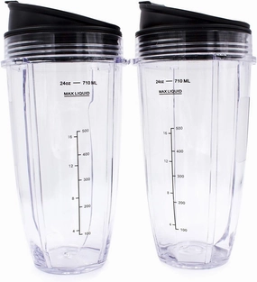 Replacement Blender Cup with Lid (2 Pack) 24 Oz Cups For Ninja Auto iQ BL480 BL482 BL642 BL682 BL450 BN401 BN751 BN801 Foodi SS351 SS151 SS401 Ninja Blender Auto iQ Blade