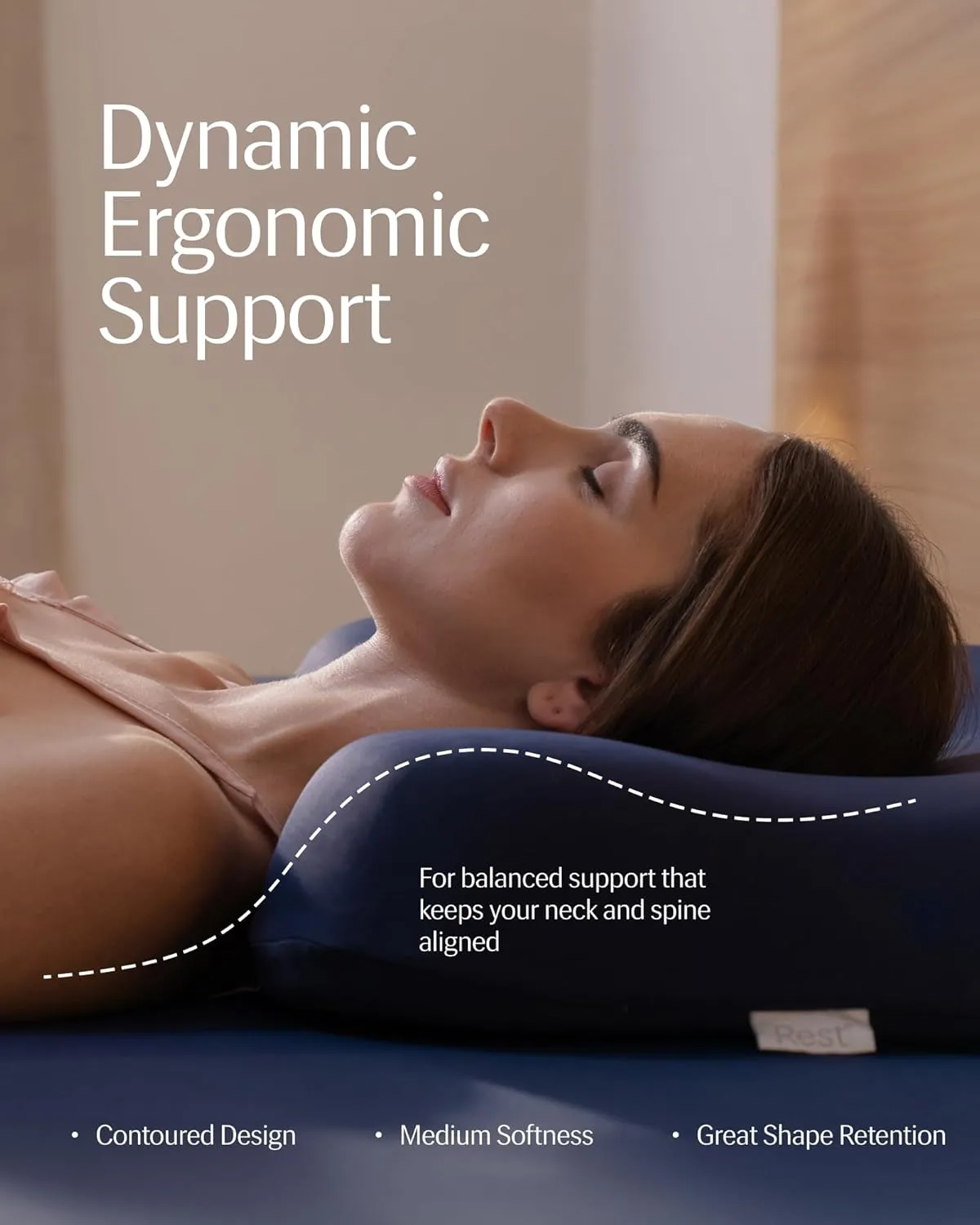 REST® Evercool® Cooling Pillow, Instant Cool-to-Touch Shell Fabric & Breathable Silicone Sponge Core for All-Night Temperature Regulation & Ergonomic Support, Medium Height, Midnight Blue
