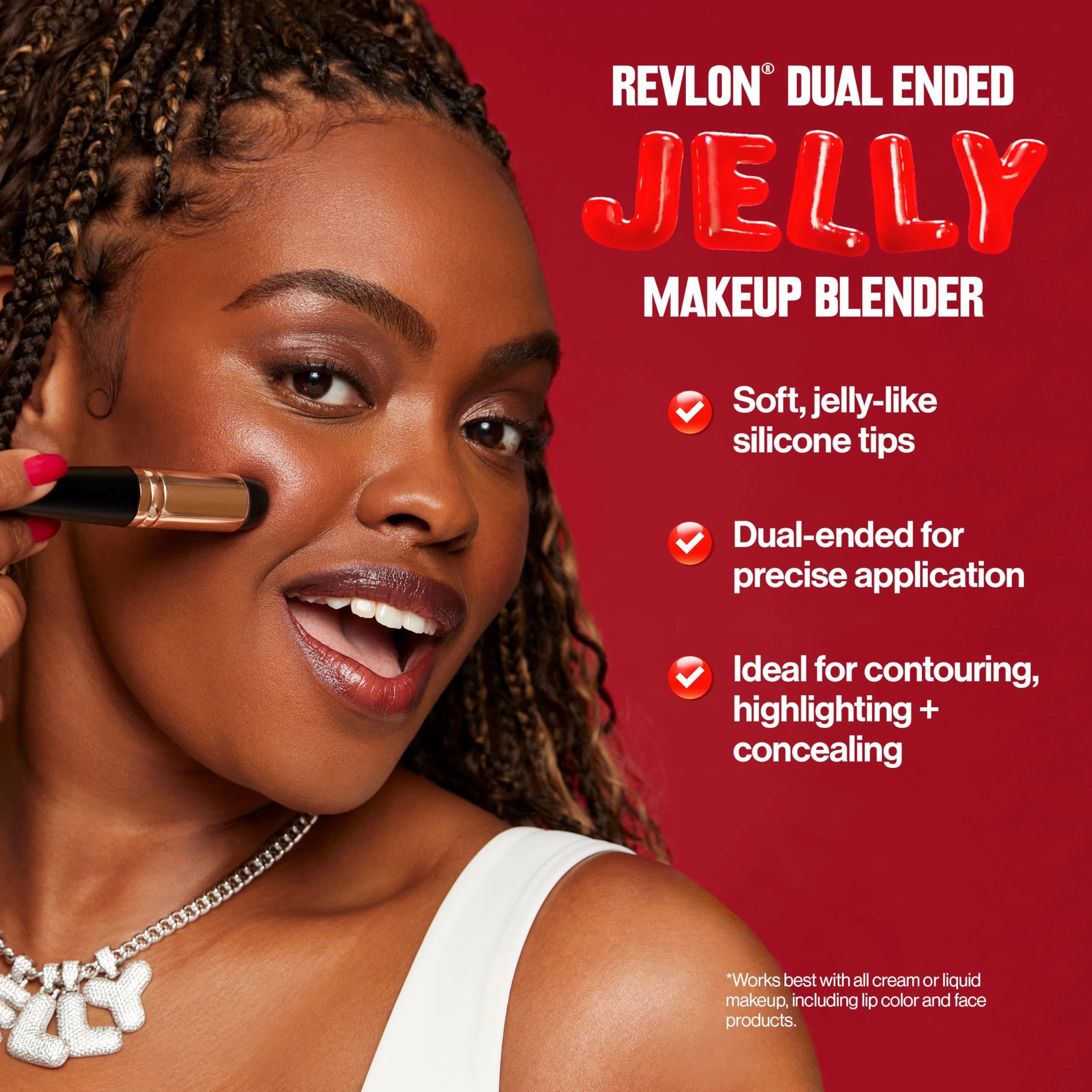 Revlon Dual Ended Jelly Makeup Blender Tool, Silicone Applicator for Blush, Bronzer, Concealer, Contour, Eyes, and Lips, 1 Count
