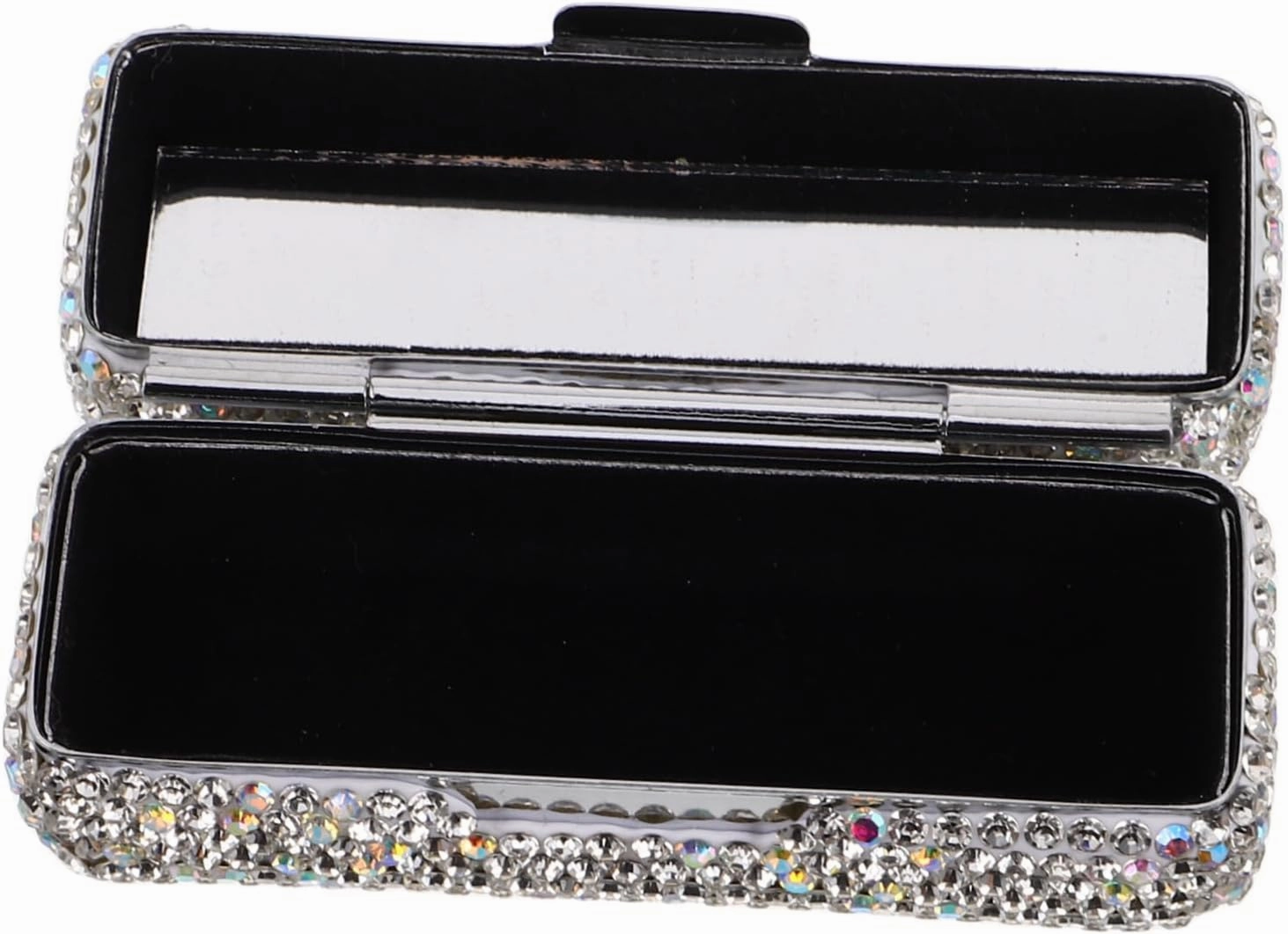 Rhinestone Lipstick Case Mirror Portable Makeup Organizer Travel Lipstick Holder for Women