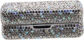 Rhinestone Lipstick Holder with Built Mirror Portable Makeup Organizer for Purse Dazzling Storage Box for Lip Gloss Travel-friendly Design with Elegant