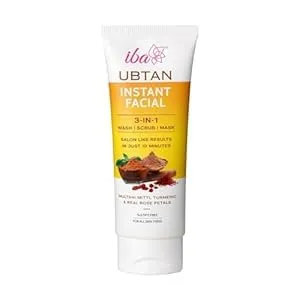 RI Ubtan Instant Facial 3 IN 1 Wash, Scrub & Mask, 100g For All Skin Type with Multani Mitti, Turmeric & Real Rose Petals