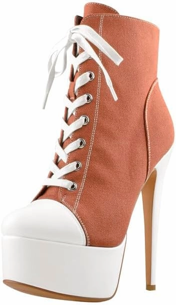 Richealnana Women's Cavans Platform Lace Up Stiletto Heel Fashion Sneaker Boots