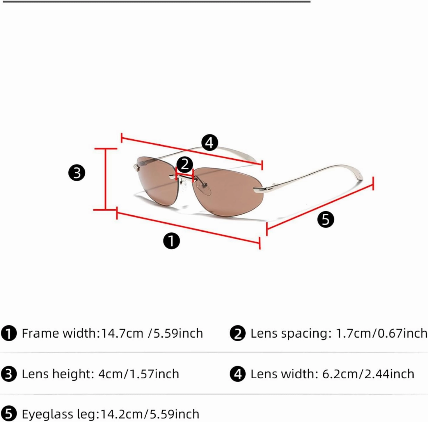 Rimless Oval Sunglasses Women's Cat Eye Sweet Cool Eyewear Girl Trend Summer Street Photo Sun Glasses