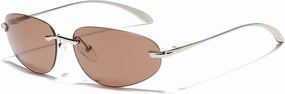 Rimless Oval Sunglasses Women's Cat Eye Sweet Cool Eyewear Girl Trend Summer Street Photo Sun Glasses